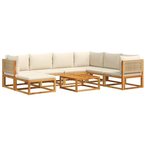 Salon de jardin avec coussins 8 pcs bois massif d'acacia - Photo n°2; ?>