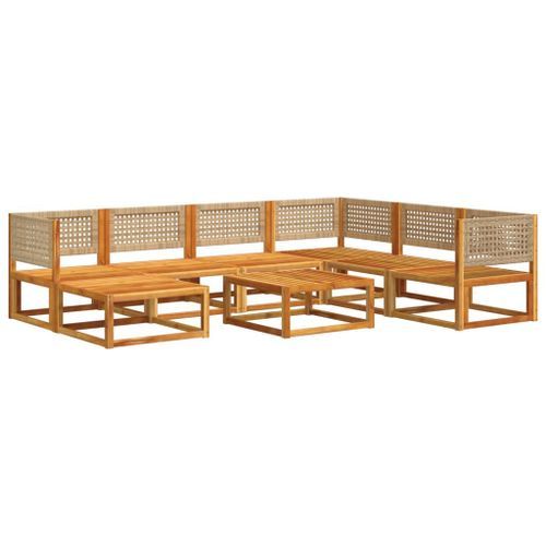 Salon de jardin avec coussins 8 pcs bois massif d'acacia - Photo n°3; ?>