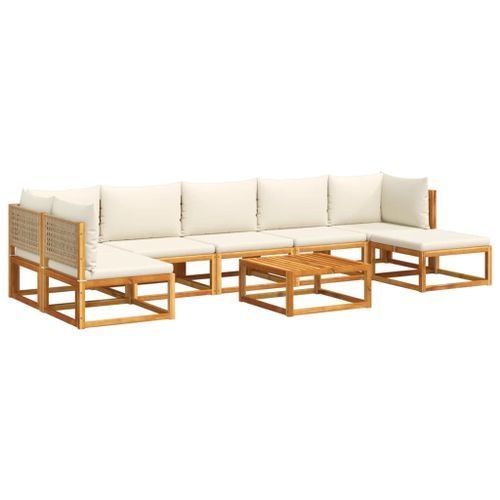 Salon de jardin avec coussins 8 pcs bois massif d'acacia - Photo n°2; ?>