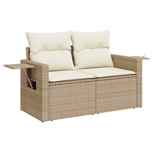 Salon de jardin avec coussins 9 pcs beige résine tressée - Photo n°3; ?>