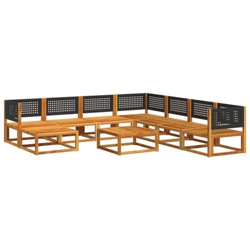 Salon de jardin avec coussins 9 pcs bois massif d'acacia - Photo n°3; ?>