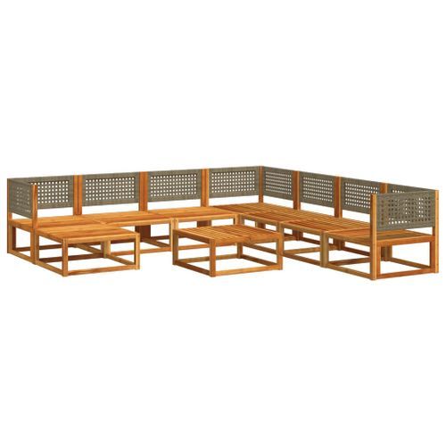 Salon de jardin avec coussins 9 pcs bois massif d'acacia - Photo n°3; ?>