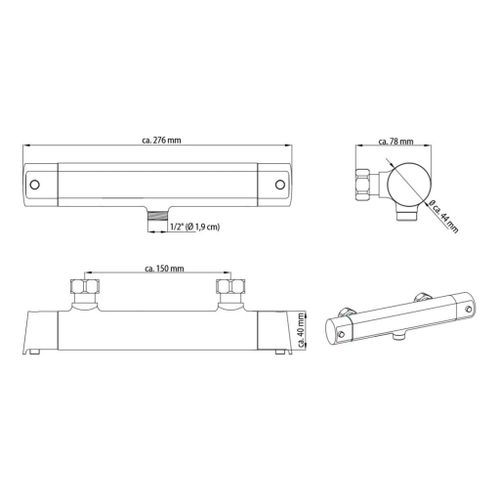 SCHÜTTE Mitigeur thermostatique de douche VITA Chrome - Photo n°2; ?>