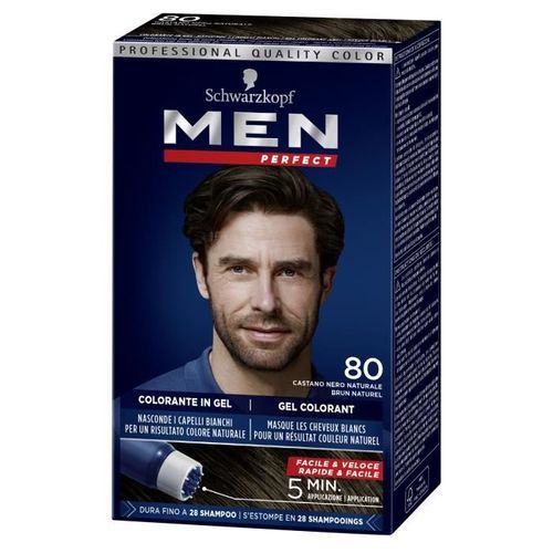 SCHWARZKOPF - Men Perfect - Gel Colorant Anti-Cheveux Blancs Homme - Coloration Cheveux Homme - Brun Naturel 80 - Photo n°2; ?>