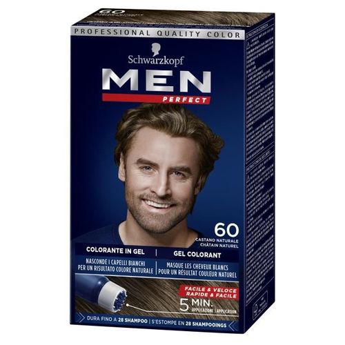 SCHWARZKOPF - Men Perfect - Gel Colorant Anti-Cheveux Blancs Homme - Coloration Cheveux Homme - Châtain Naturel 60 - Photo n°2; ?>