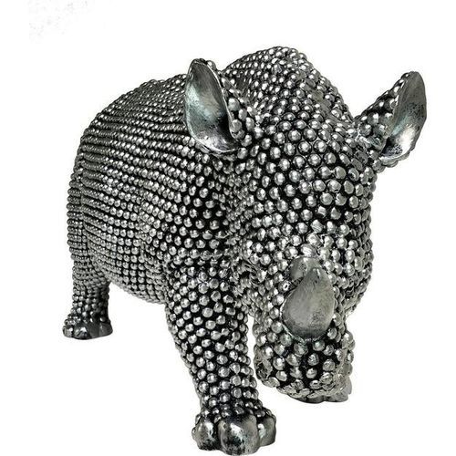 Sculpture rhinocéros polyrésine argentée Zoorin - Photo n°2; ?>
