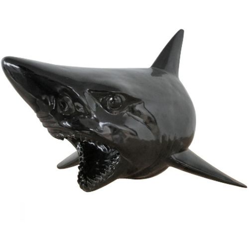 Sculpture tête de requin résine noire Tinau - Photo n°2; ?>