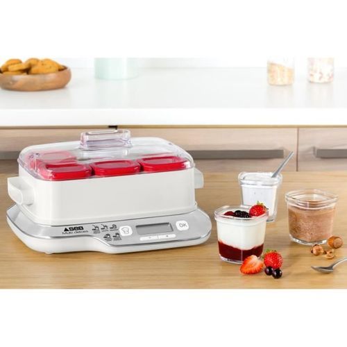 SEB YG660100 EXPRESS COMPACT Yaourtiere multidélices 6 pots - Blanc/Rouge - Photo n°3; ?>