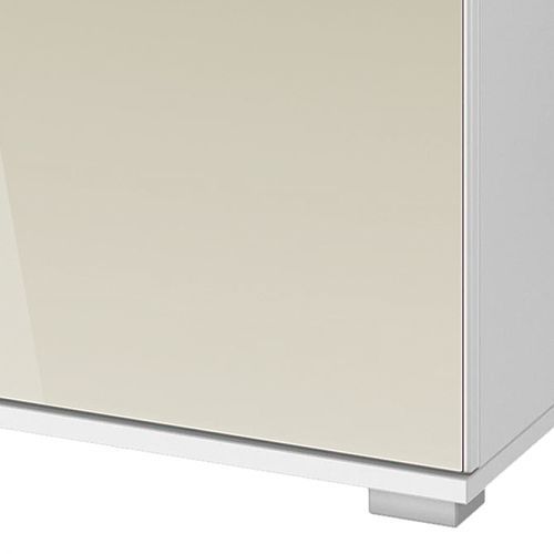 Semainier design 5 tiroirs laqué beige et blanc Quadra - Photo n°2; ?>