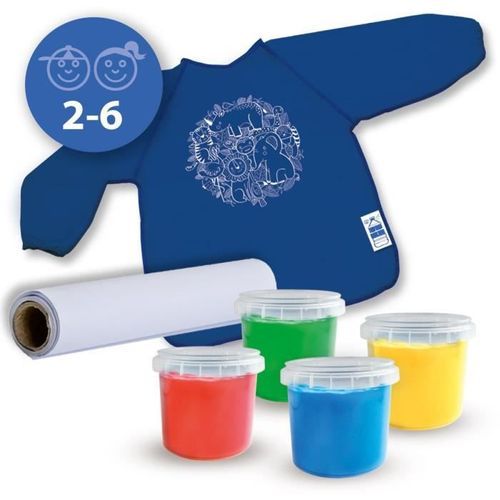 SES CREATIVE - Kit de peinture au doigt avec tablier Eco - 100% recyclé - Photo n°2; ?>