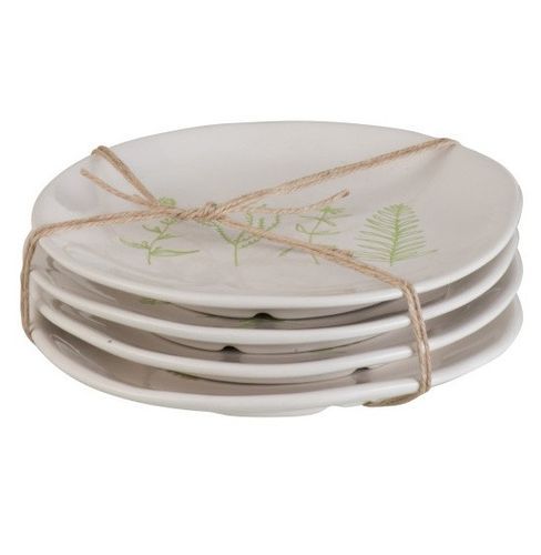 Set de 12 assiettes céramique blanc et vert Neela D 16 cm - Photo n°2; ?>