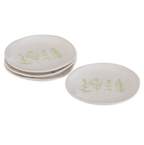 Set de 12 assiettes céramique blanc et vert Neela D 16 cm - Photo n°3; ?>