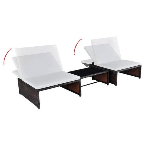 Set de 2 chaises et 1 table tissu blanc et résine marron Toani - Photo n°2; ?>