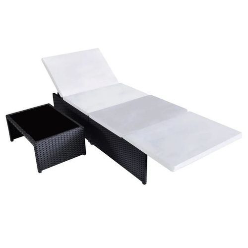 Set de 2 chaises et 1 table tissu blanc et résine noire Toani - Photo n°3; ?>