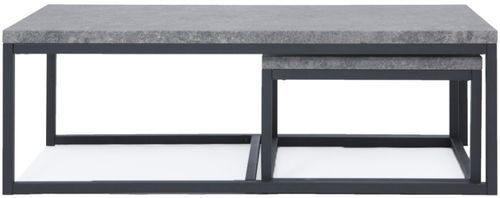 Set de 2 table basse gigognes effet béton et métal noir Alex - Photo n°2; ?>