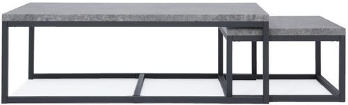Set de 2 table basse gigognes effet béton et métal noir Alex - Photo n°3; ?>