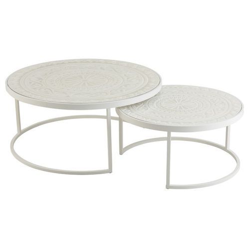 Set de 2 tables basses bois blanc et pieds métal Omani - Photo n°2; ?>