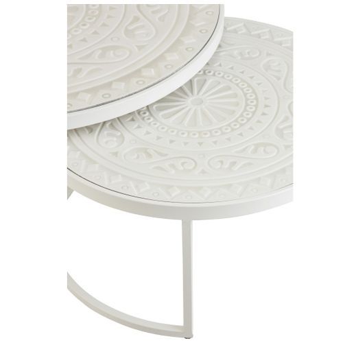 Set de 2 tables basses bois blanc et pieds métal Omani - Photo n°3; ?>