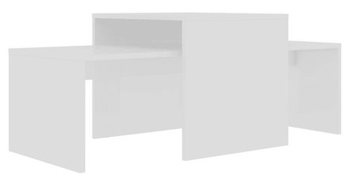 Set de 2 tables basses gigognes bois blanc brillant Folet 100 cm - Photo n°3; ?>