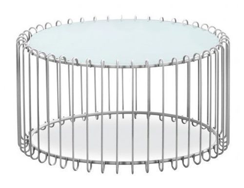 Set de 2 tables basses verre blanc et pieds métal gris Vret D 85/D 60 cm - Photo n°3; ?>