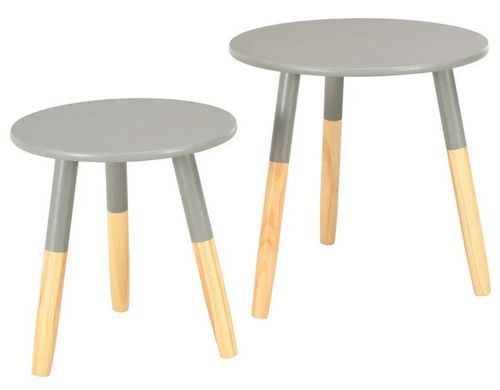 Set de 2 tables d'appoint bois gris et pieds pin massif Udim - Photo n°2; ?>