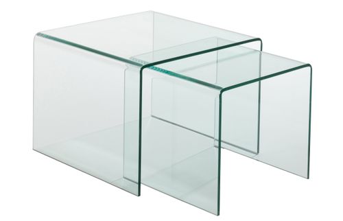 Set de 2 tables en verre transparent Guy L 65 cm - Lot de 2 - Photo n°2; ?>