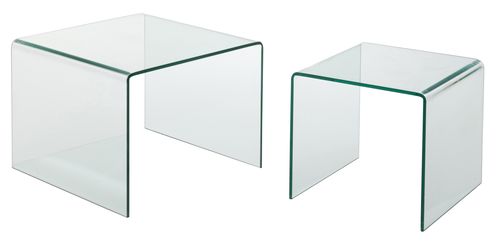 Set de 2 tables en verre transparent Guy L 65 cm - Lot de 2 - Photo n°3; ?>