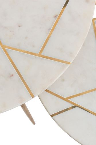 Set de 2 tables gigogne marbre bicolore Obito - Photo n°3; ?>