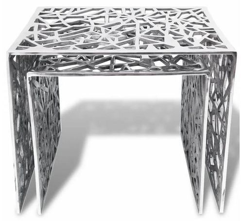 Set de 2 tables gigognes métal argenté Elyach - Photo n°2; ?>