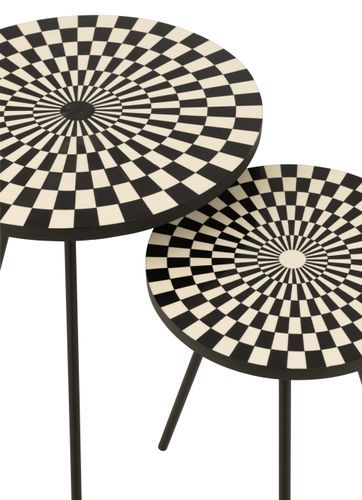 Set de 2 tables gigognes motif rétro bois massif Chloé D 30 cm - Photo n°3; ?>