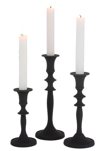 Set de 3 bougeoir classique en aluminium noir Icka - Lot de 3 - Photo n°2; ?>