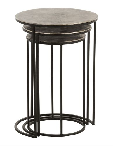 Set de 3 tables rondes aluminium bicolore Ash D 42/D 35/D 30 cm - Photo n°3; ?>