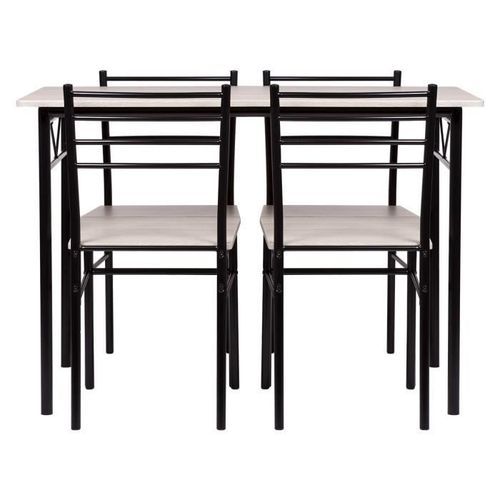 Set table a manger avec 4 chaises - Métal noir et chene - RIVIERA - Photo n°3; ?>