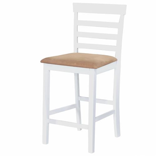 Set table et 4 chaises de bar en bois coloris blanc - Photo n°3; ?>