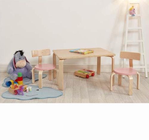 Set table et 2 chaises enfant bois naturel et rose pastel Saly - Photo n°2; ?>