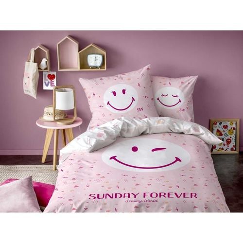 SMILEY Housse De Couette + Taie - 140 X 200 Cm - Sunday 4 SMILEY Housse de couette + Taie - 140 x 200 cm - Sunday - Photo n°2; ?>