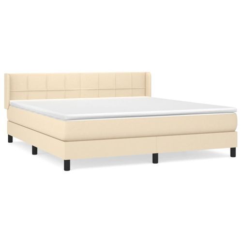 Sommier à lattes de lit avec matelas Crème 160x200 cm Tissu - Photo n°2; ?>