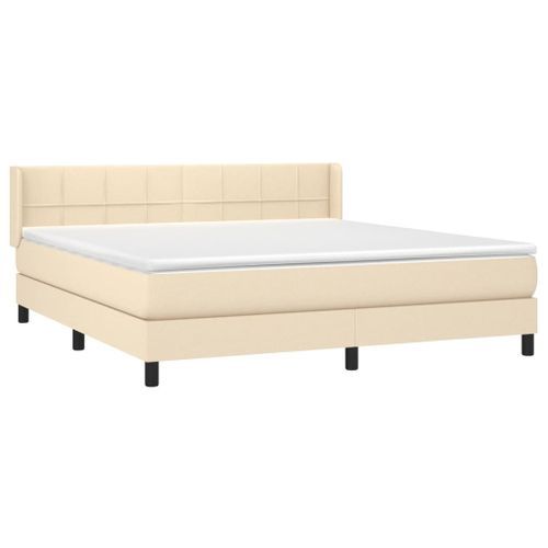 Sommier à lattes de lit avec matelas Crème 160x200 cm Tissu - Photo n°3; ?>