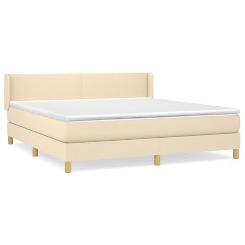 Sommier à lattes de lit avec matelas Crème 160x200 cm Tissu - Photo n°2; ?>