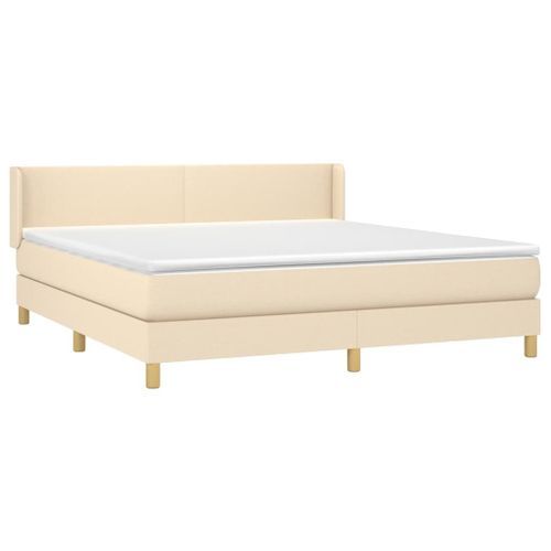 Sommier à lattes de lit avec matelas Crème 160x200 cm Tissu - Photo n°3; ?>