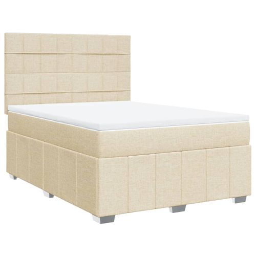 Sommier à lattes de lit avec matelas Crème 160x200 cm Tissu - Photo n°2; ?>