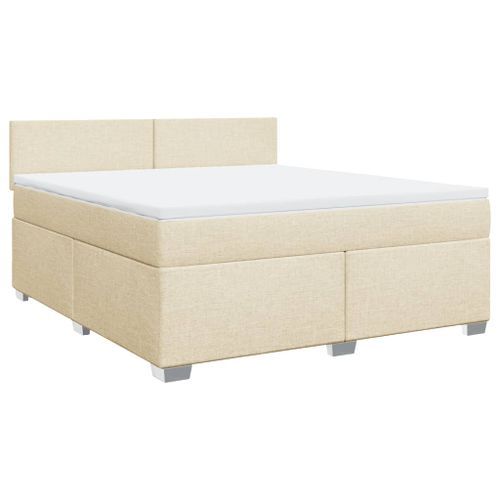 Sommier à lattes de lit avec matelas Crème 180x200 cm Tissu - Photo n°2; ?>