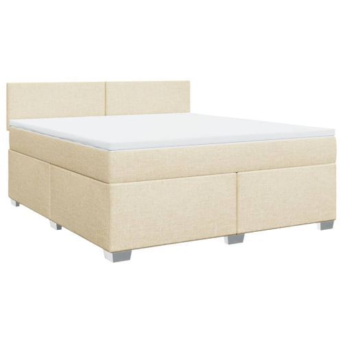 Sommier à lattes de lit avec matelas Crème 180x200 cm Tissu - Photo n°3; ?>