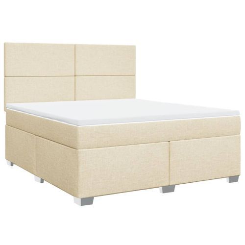 Sommier à lattes de lit avec matelas Crème 180x200 cm Tissu - Photo n°2; ?>