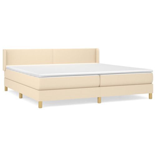 Sommier à lattes de lit avec matelas Crème 200x200 cm Tissu - Photo n°2; ?>