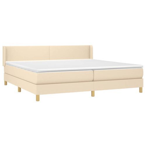 Sommier à lattes de lit avec matelas Crème 200x200 cm Tissu - Photo n°3; ?>