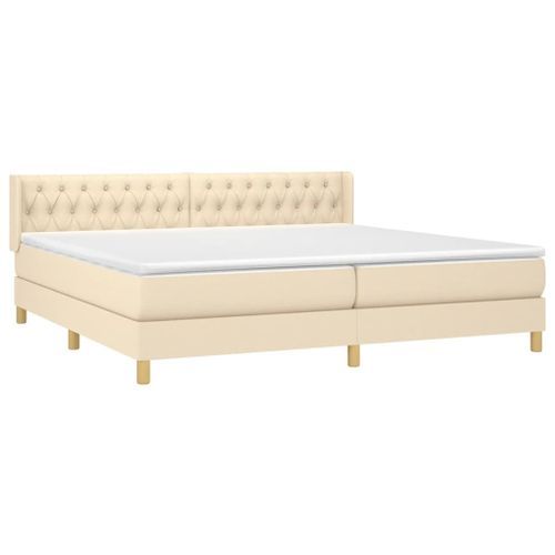 Sommier à lattes de lit avec matelas Crème 200x200 cm Tissu - Photo n°3; ?>