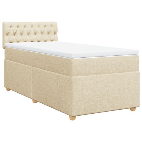 Sommier à lattes de lit avec matelas Crème 80x200 cm Tissu - Photo n°2; ?>