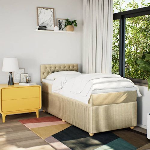 Sommier à lattes de lit avec matelas Crème 80x200 cm Tissu - Photo n°3; ?>