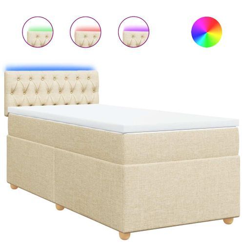 Sommier à lattes de lit avec matelas Crème 80x200 cm Tissu - Photo n°2; ?>